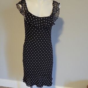 Black Polka Dot Ruffle Slip Dress...size 10